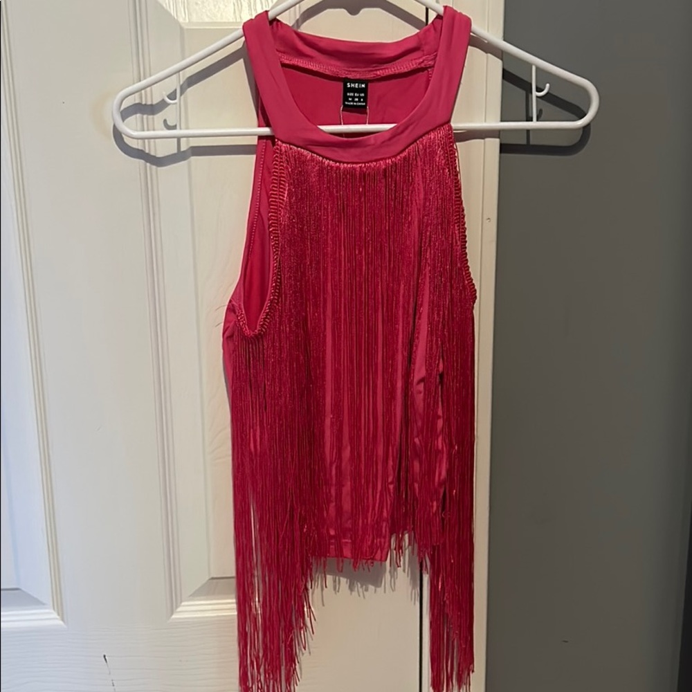 Pink fringe top